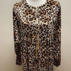 Leopard Print Long Sleeve velour dolman sleeve maxi 2X
